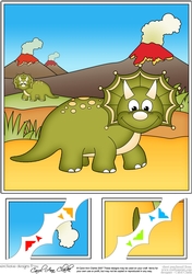 8 x 8 Cute Dinosaur Scalloped Corner Topper