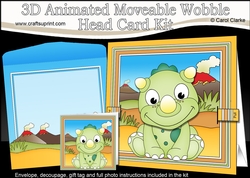 3D Animated Moveable Wobble Head Card - Cute Little Tyr Dino