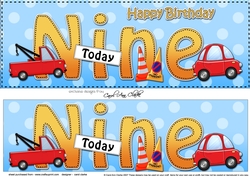 Large DL Happy Birthday NINE TODAY 3D decoupage