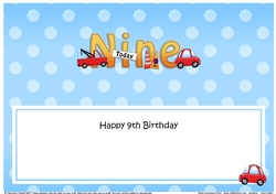 Large DL Happy Birthday NINE TODAY insert