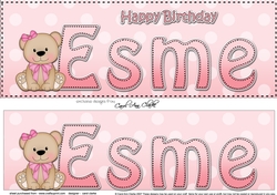 Large DL Happy Birthday ESME 3D decoupage