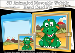 3D Animated Moveable Wobble Head Card - Cute Little Rampardos Dino