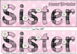 Large DL Happy Birthday SISTER 3D decoupage