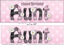 Large DL Happy Birthday AUNT 3D decoupage