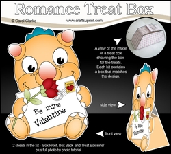 3D Valentine Treat Box Mini Kit - Cute Dinosaur has a Valentine Card