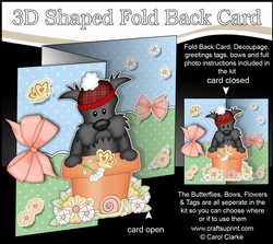 3D Shaped No-Hole Fold Back Card Kit - Flowerpot Friends - Little Scottie Dog Hamish