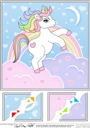 8 x 8 Cute Little Unicorn Scalloped Corner Topper