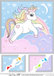 8 x 8 Cute Little Unicorn Scalloped Corner Topper