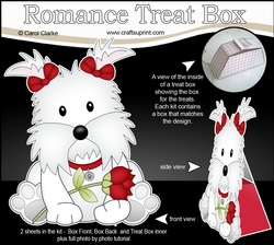 3D Valentine Treat Box Mini Kit - Cute Romantic Westie Dog has a Rose