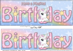 Large DL HAVE A MAGICAL BIRTHDAY 3D decoupage with Unicorn