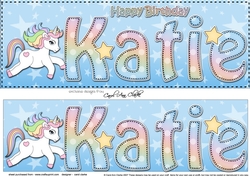 Large DL Happy Birthday KATIE 3D decoupage