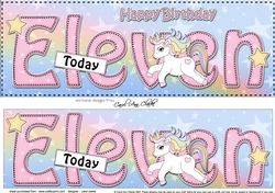 Large DL Happy Birthday ELEVEN TODAY 3D decoupage