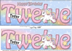 Large DL Happy Birthday TWELVE TODAY 3D decoupage