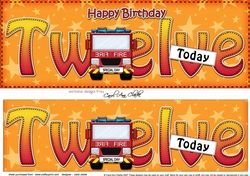 Large DL Happy Birthday TWELVE TODAY 3D decoupage