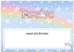 Large DL Happy Birthday TWELVE TODAY insert