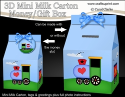 3D Toy Train Milk Carton Money or Treat Box Mini Kit