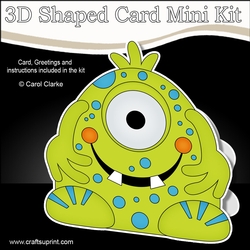 3D Shaped Card  Kit -  Cute Alien Monster Mosh