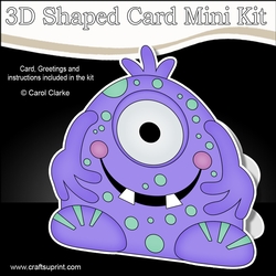 3D Shaped Card  Kit -  Cute Alien Monster Kusp