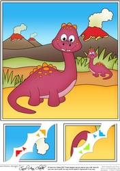 8 x 8 Cute Dinosaur Scalloped Corner Topper  
