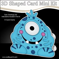 3D Shaped Card Kit - Cute Alien Monster Guza