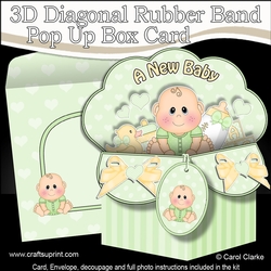 3D Diagonal Rubber Band Pop Up Box Card Kit - Cute Little Baby Jude