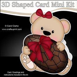 3D Shaped Card Mini Kit - Cute Teddy Bear has an Easter Egg