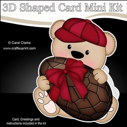 3D Shaped Card Mini Kit - Cute Teddy Bear has an Easter Egg