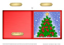 Xmas Holly Tree Cut and Fold Card