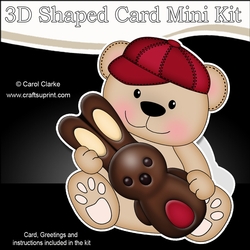 3D Shaped Card Mini Kit - Cute Teddy Bear has a Choc Easter Bunny