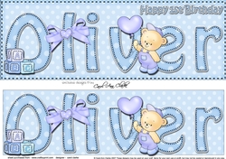 Large DL Happy 1st Birthday OLIVER 3D decoupage