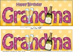 Large DL Happy Birthday GRANDMA 3D decoupage with Champagne