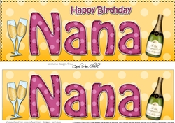 Large DL Happy Birthday NANA 3D decoupage with Champagne