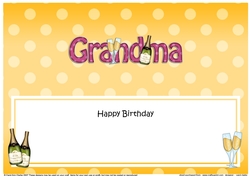 Large DL Happy Birthday GRANDMA insert with Champagne