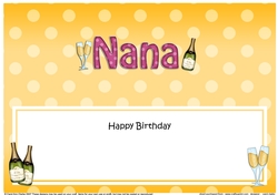 Large DL Happy Birthday NANA insert with Champagne