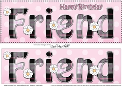 Large DL Happy Birthday FRIEND 3D decoupage with Tartan