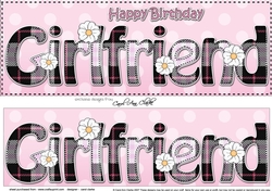 Large DL Happy Birthday GIRLFRIEND 3D decoupage with Tartan