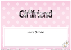 Large DL Happy Birthday GIRLFRIEND insert with Tartan