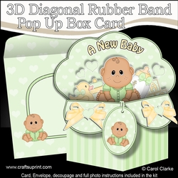 3D Diagonal Rubber Band Pop Up Box Card Kit - Cute Little Ethnic Baby Deepu