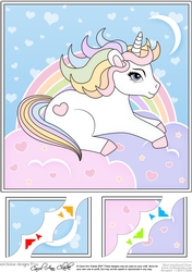 8 x 8 Cute Little Unicorn Scalloped Corner Topper