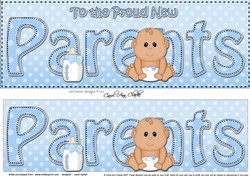 Large DL Ethnic New Baby TO THE PROUD NEW PARENTS 3D decoupage