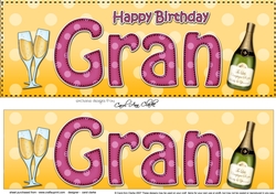 Large DL Happy Birthday GRAN 3D decoupage with Champagne
