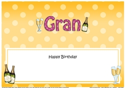 Large DL Happy Birthday GRAN insert with Champagne