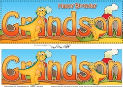 Large DL Happy Birthday GRANDSON 3D decoupage with Dinosaurs