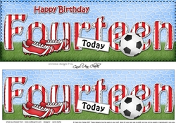 Large DL Happy Birthday FOURTEEN TODAY 3D decoupage