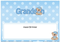 Large DL Happy Birthday GRANDSON insert with Austin Bear