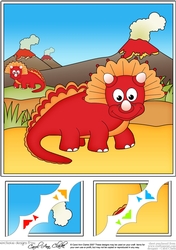 8 x 8 Cute Dinosaur Scalloped Corner Topper