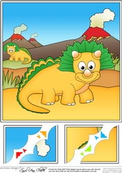 8 x 8 Cute Dinosaur Scalloped Corner Topper