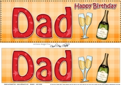 Large DL Happy Birthday DAD 3D decoupage with Champagne