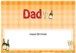 Large DL Happy Birthday DAD insert with Champagne
