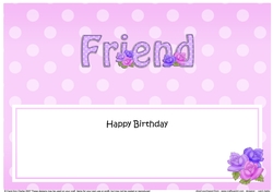 Large DL Happy Birthday FRIEND insert with Roses